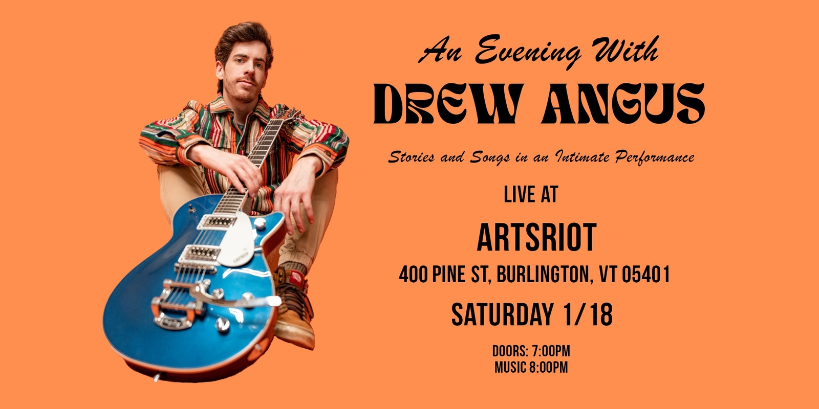 Banner image for An Evening With Drew Angus in Burlington, VT!