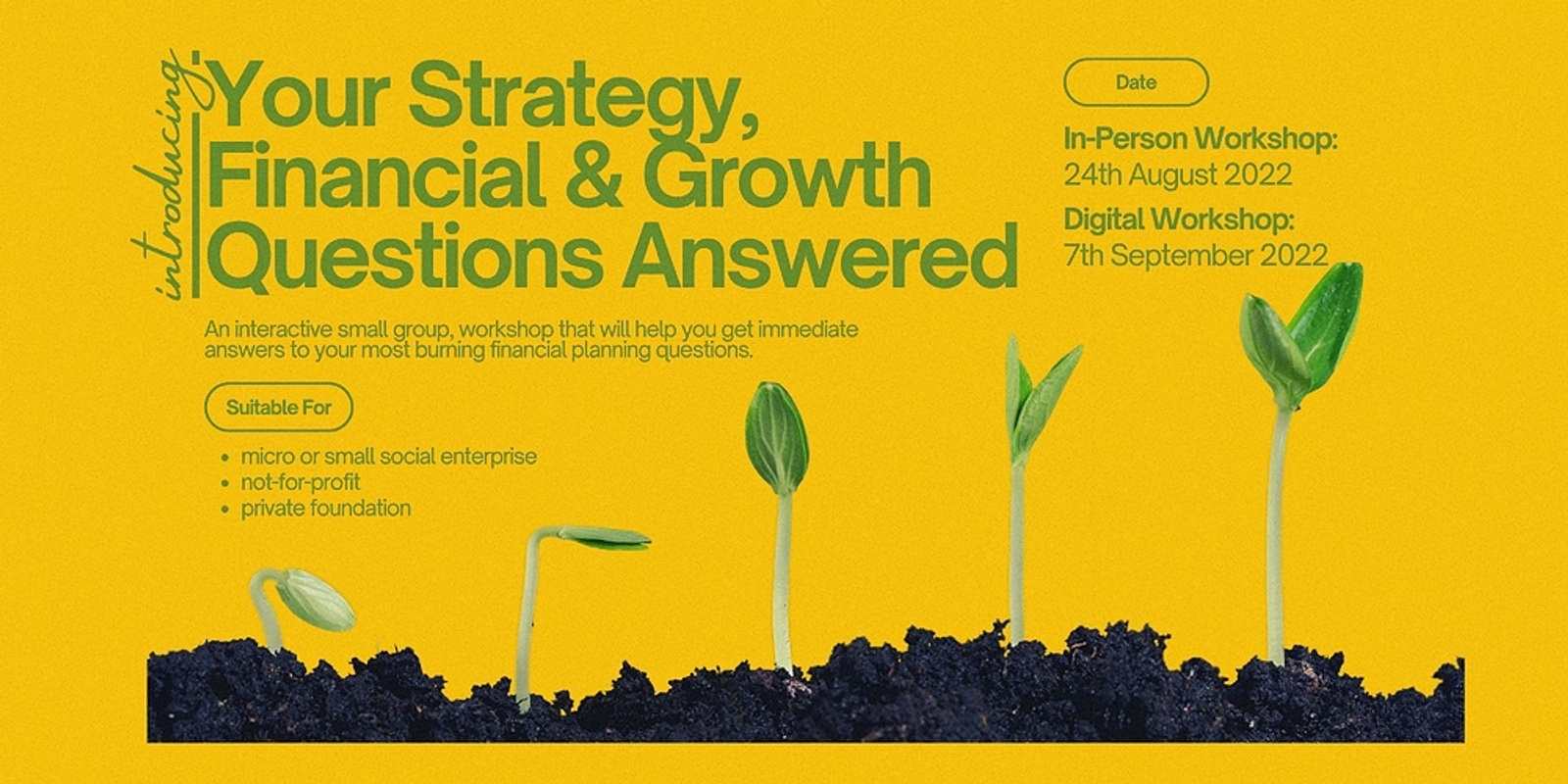 Banner image for Your Strategy, Financial & Growth Questions Answered - In-Person Workshop