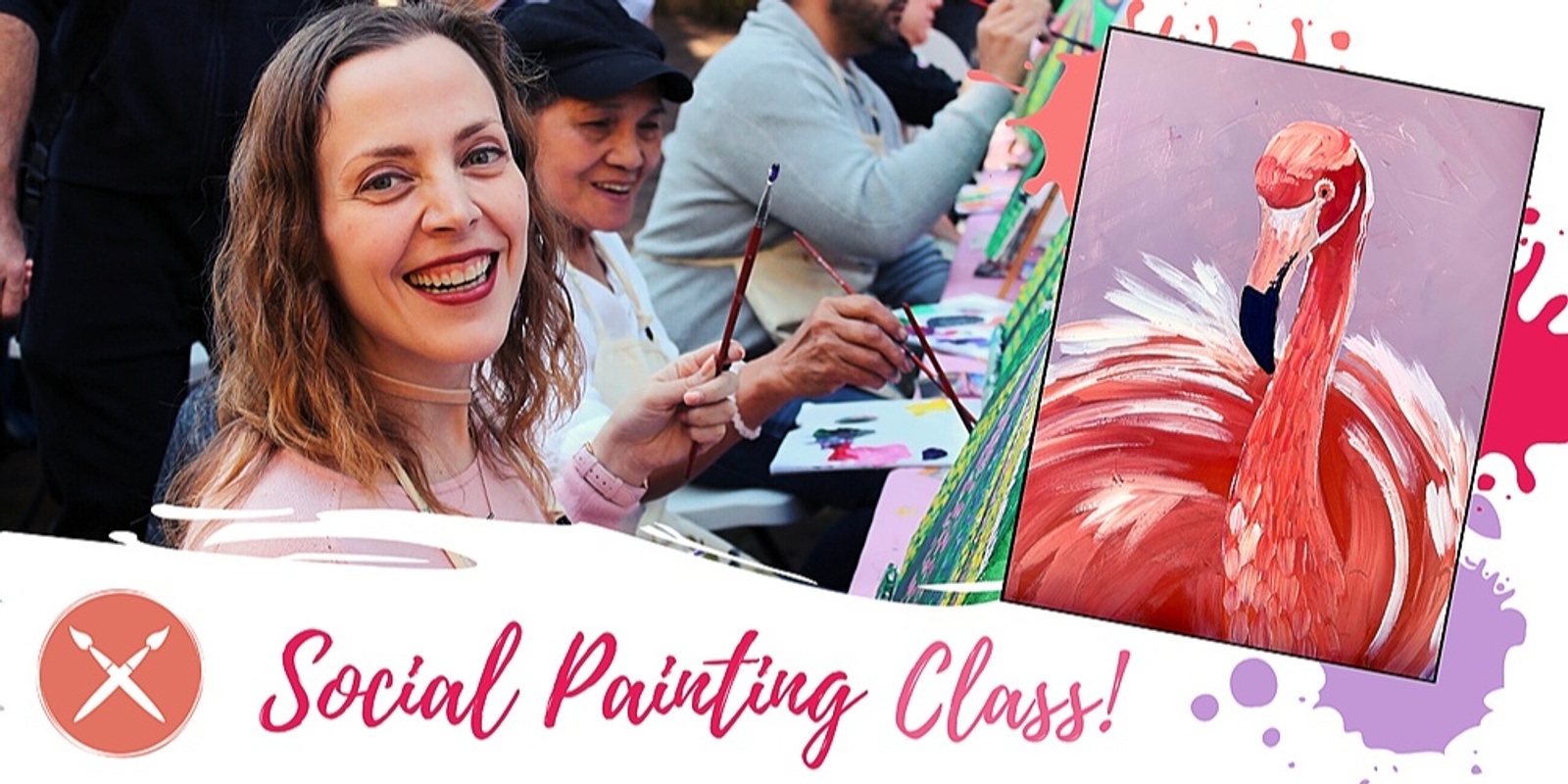 Banner image for Paint & Sip Event: Dance Of The Pink Flamingo 5/04/23