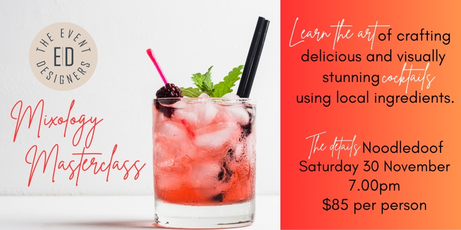 Banner image for MIXOLOGY MASTERCLASS - COCKTAIL MAKING EXPERIENCE