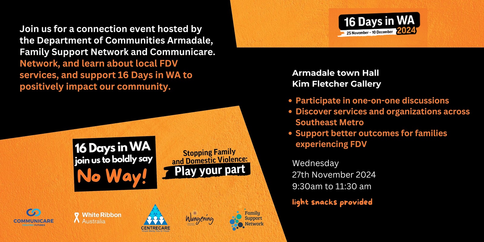 Banner image for 16 Days in WA - Say No Way, to FDV Event