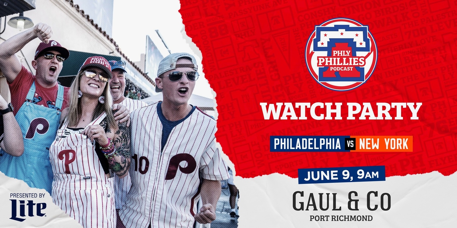 Banner image for PHLY Phillies Sunday Watch Party and Live Show at Gaul & Co - Port Richmond