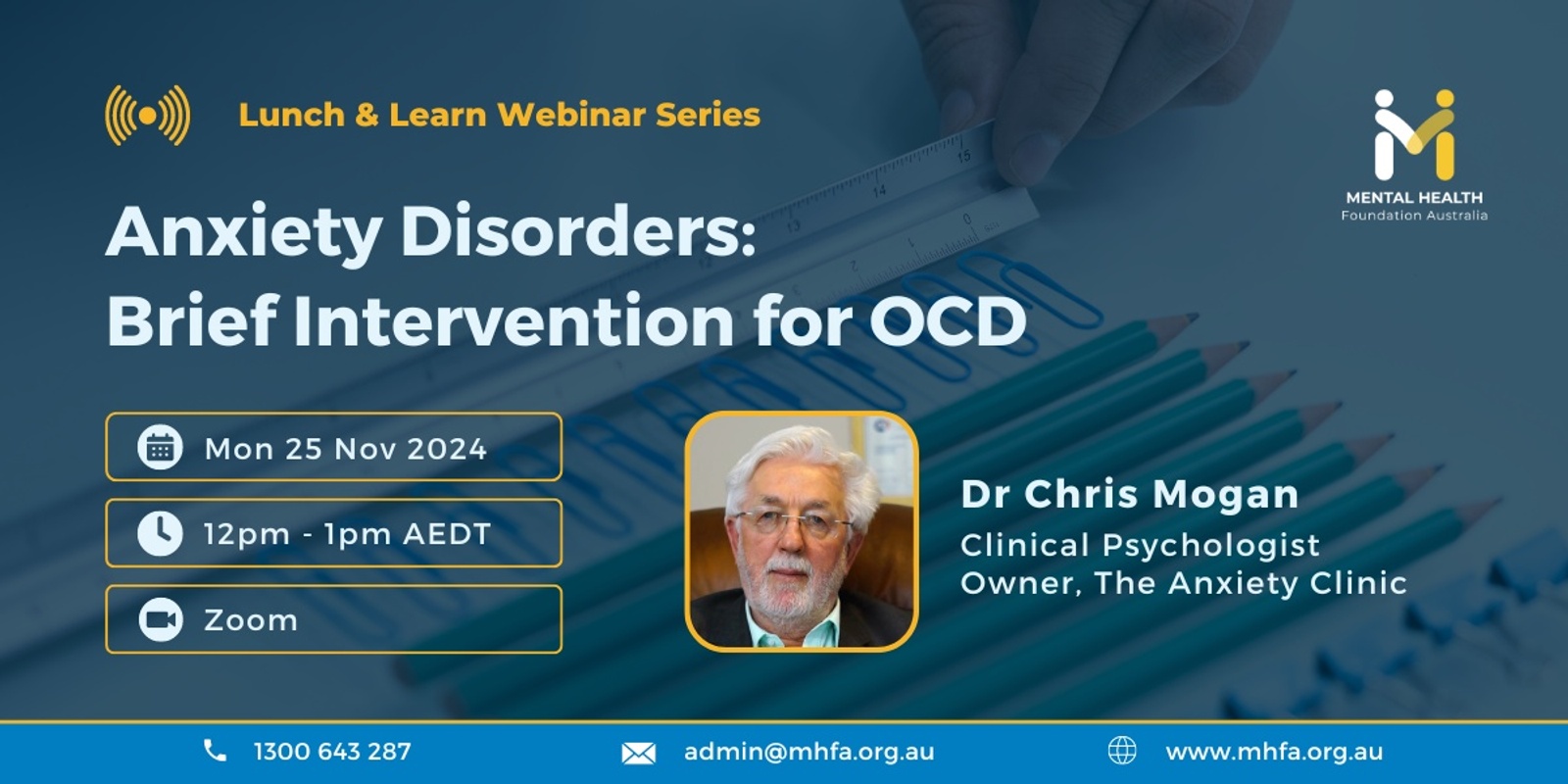 Banner image for WEBINAR: Anxiety Disorders - Brief Intervention for OCD by Dr Chris Mogan