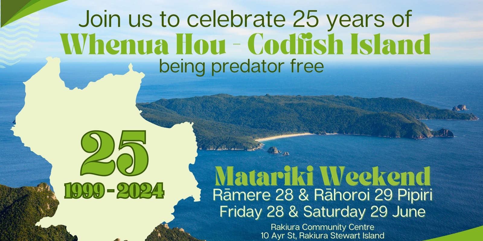Banner image for Whenua Hou/Codfish Island - Predator Free for 25 years Dinner