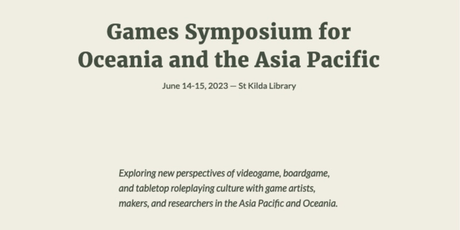 Games Symposium for Oceania and the Asia Pacific