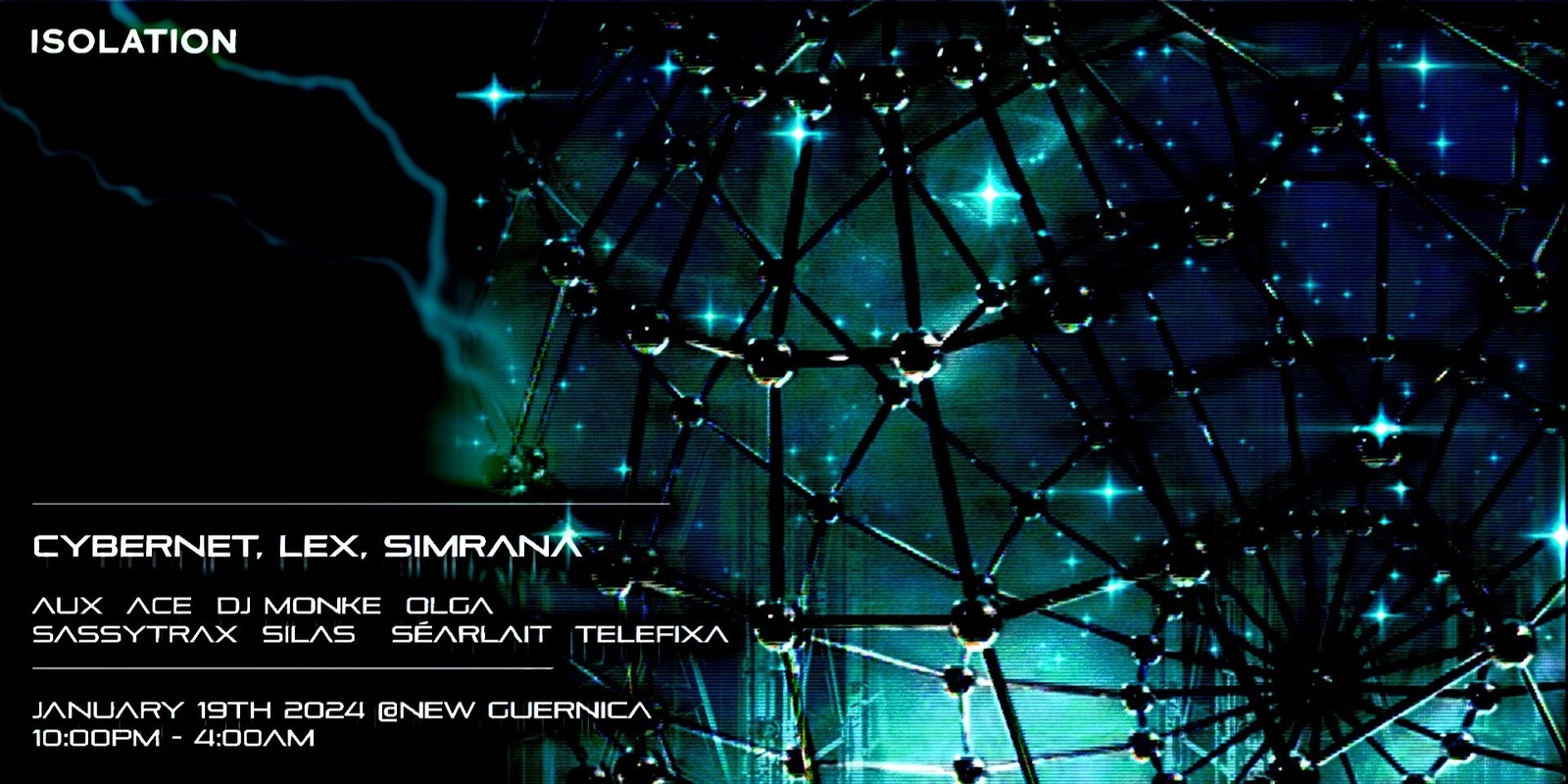 Banner image for Isolation ∎ Cybernet, Lex, Simrana