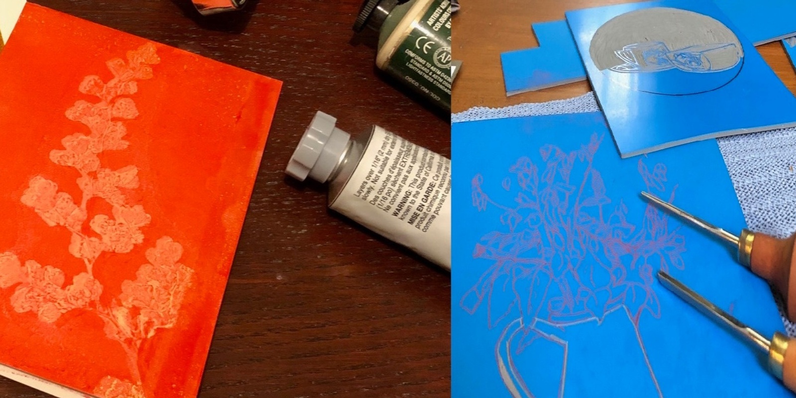 Banner image for Printmaking with gel plates and lino