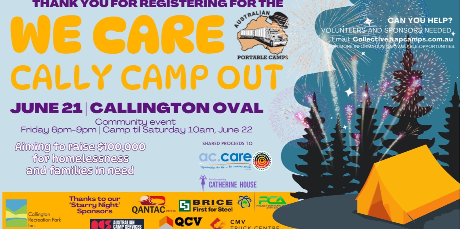 Banner image for 'We Care - Cally Camp Out'