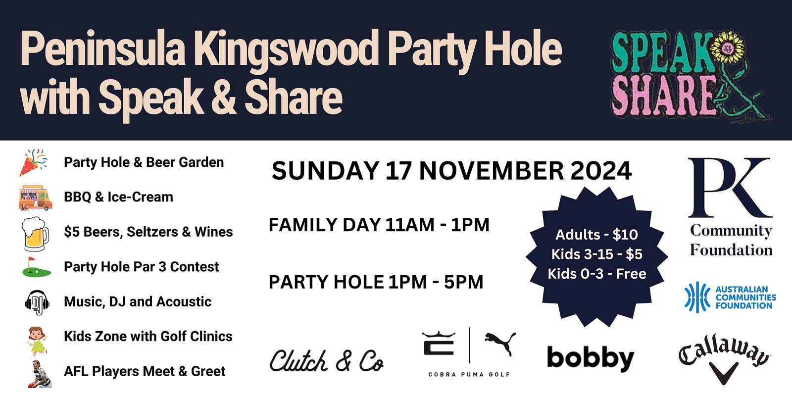 Banner image for Peninsula Kingswood Community Foundation Party Hole - with Speak & Share 