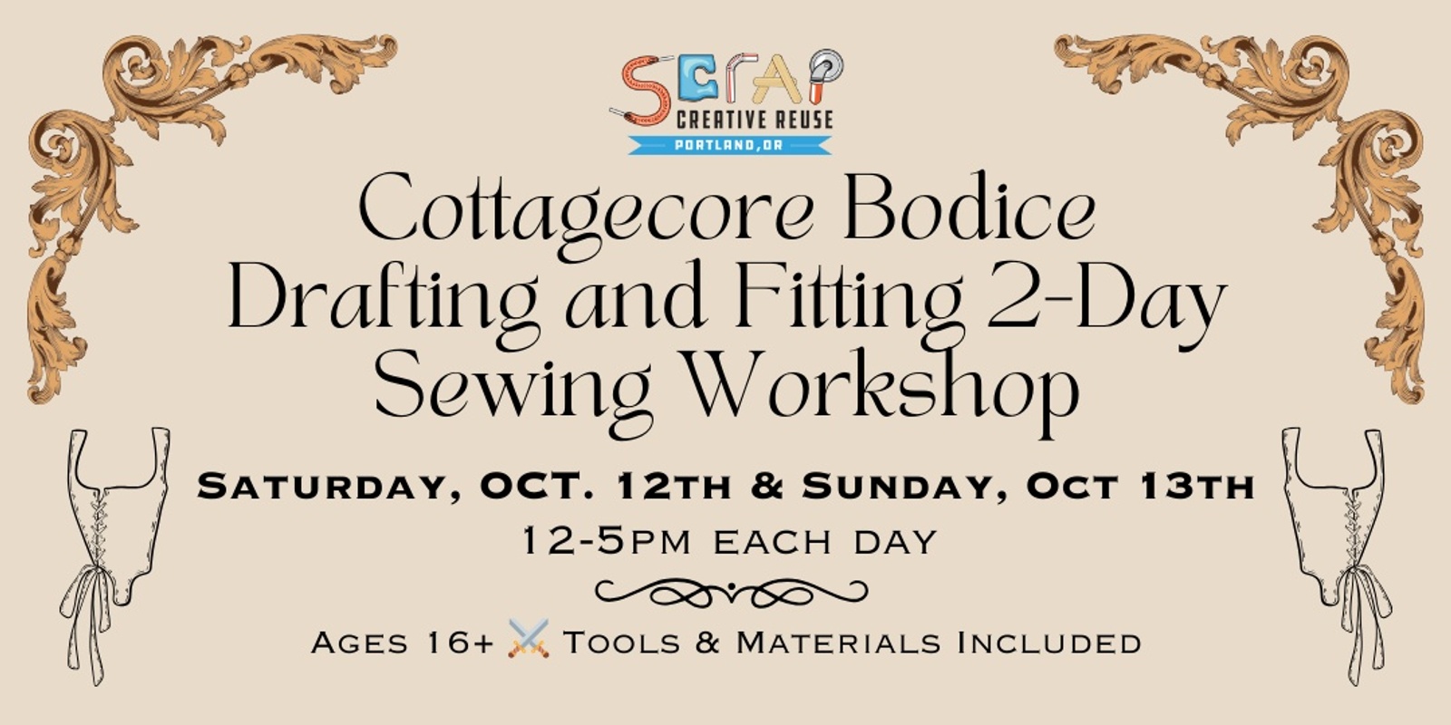 Banner image for Sew With SCRAP: Draft and Sew Cottagecore Bodice (2 day workshop!)