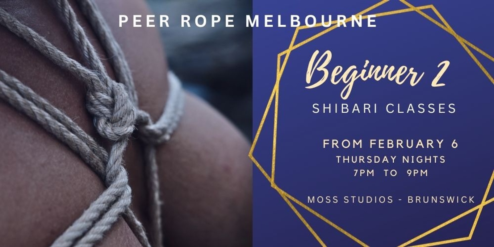 Banner image for February Beginner 2 Shibari classes - Peer Rope Melbourne