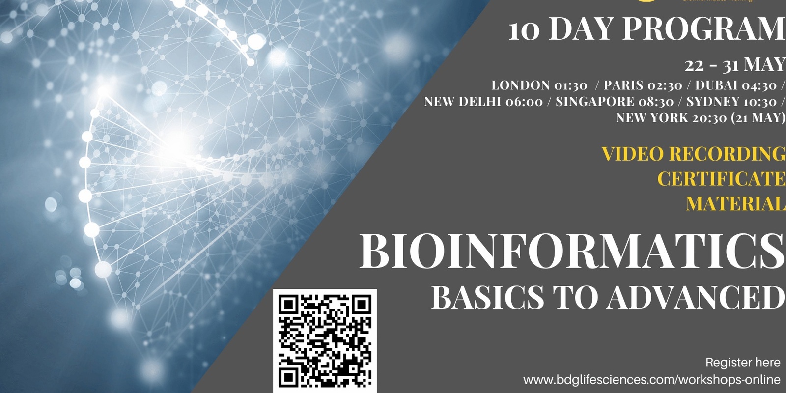 Banner image for Bioinformatics 10 Day Certificate Online Training