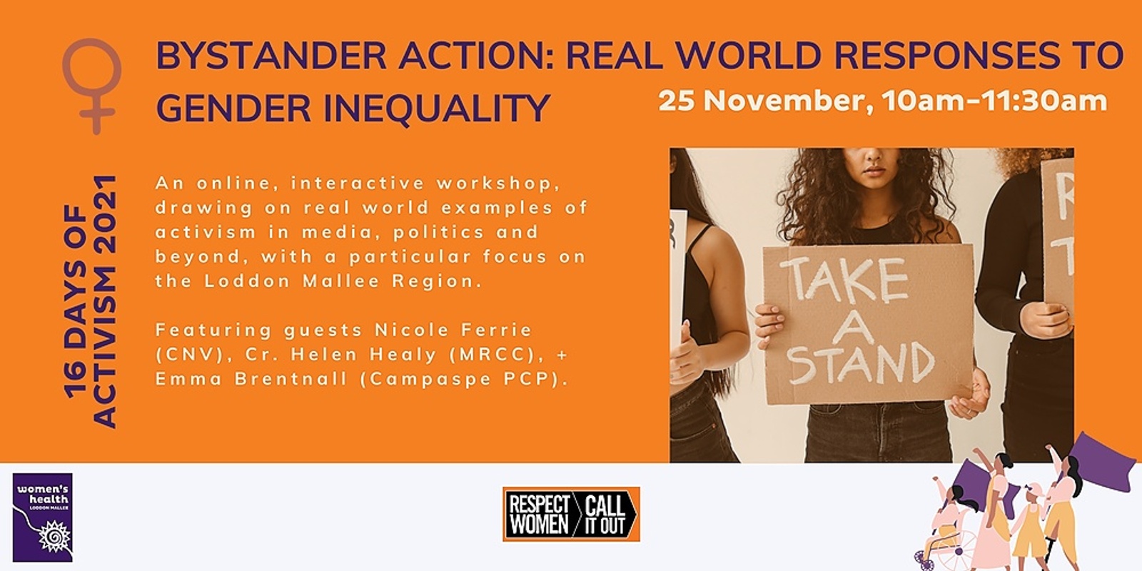 Banner image for 16 Days of Activism: Bystander Action Panel - Real World Responses to Gender Inequality