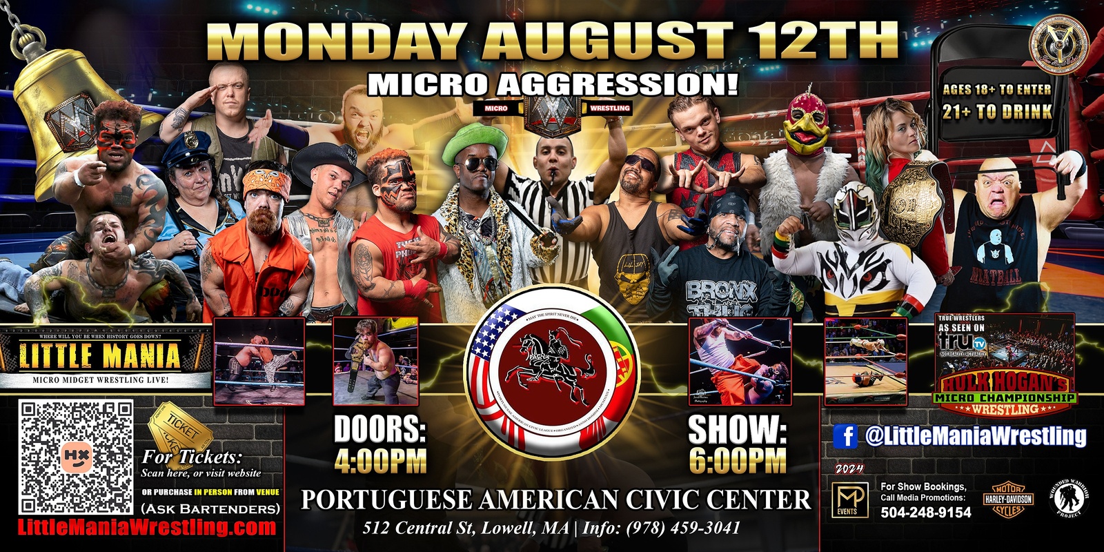 Banner image for Lowell, MA - Micro Wrestling All * Stars: Little Mania Wrestling @ Portuguese American Civic League