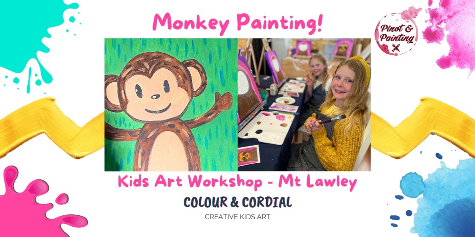 Banner image for Monkey - School Holiday Junior Sip & Paint @ The General Collective