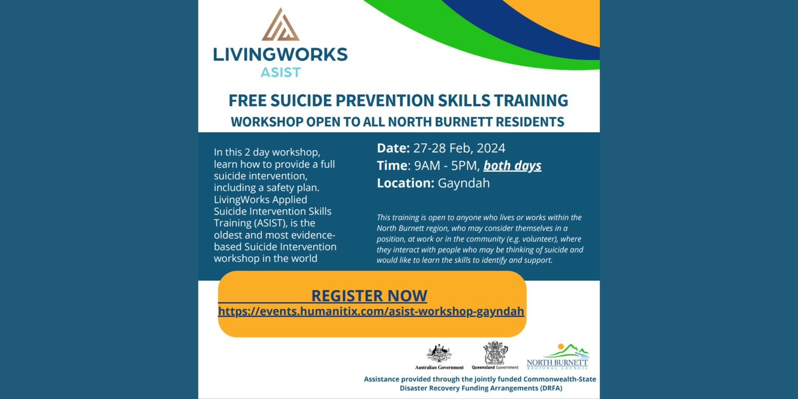 Banner image for ASIST (Applied Suicide Intervention Skills Training) Workshop - Gayndah