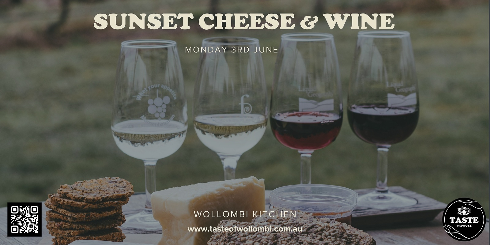 Banner image for Wollombi Taste Festival's Sunset Cheese and Wine at Wollombi Kitchen