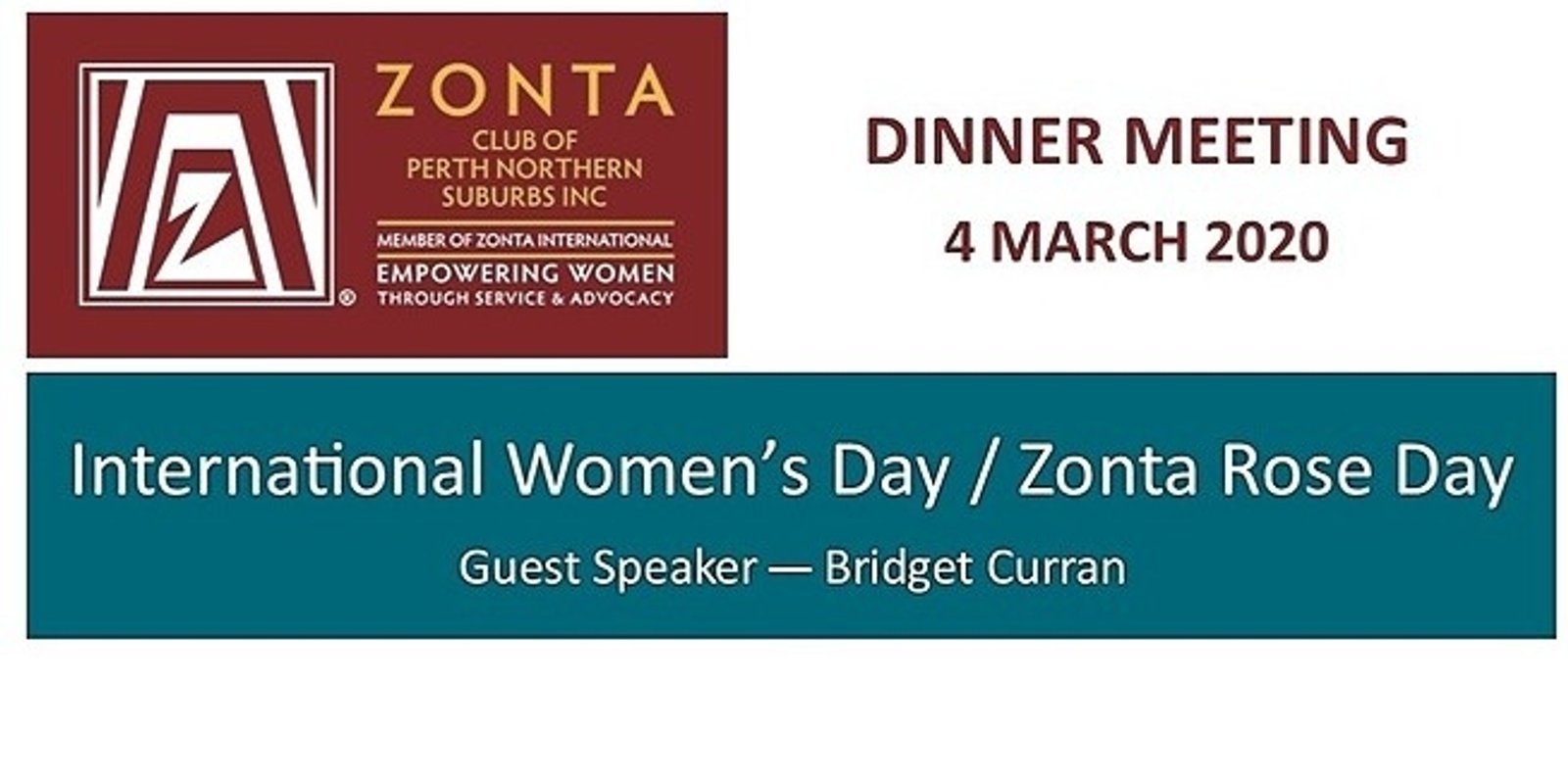 Banner image for Zonta Club of Perth Northern Suburbs March Meeting