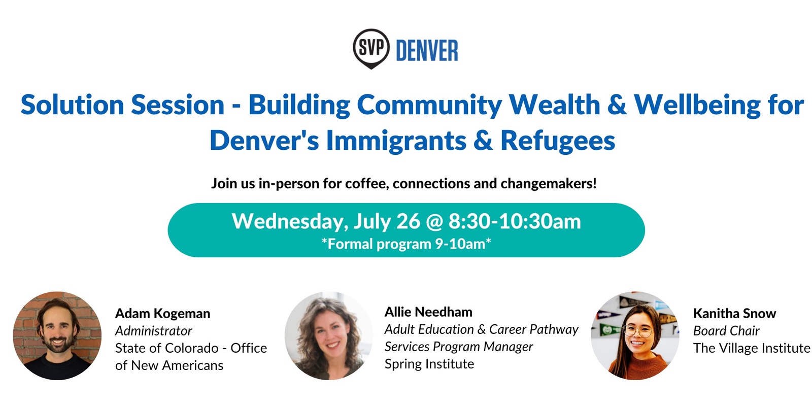 Banner image for SVP Denver Solution Session: Building Community Wealth & Wellbeing for Denver's Immigrants & Refugees