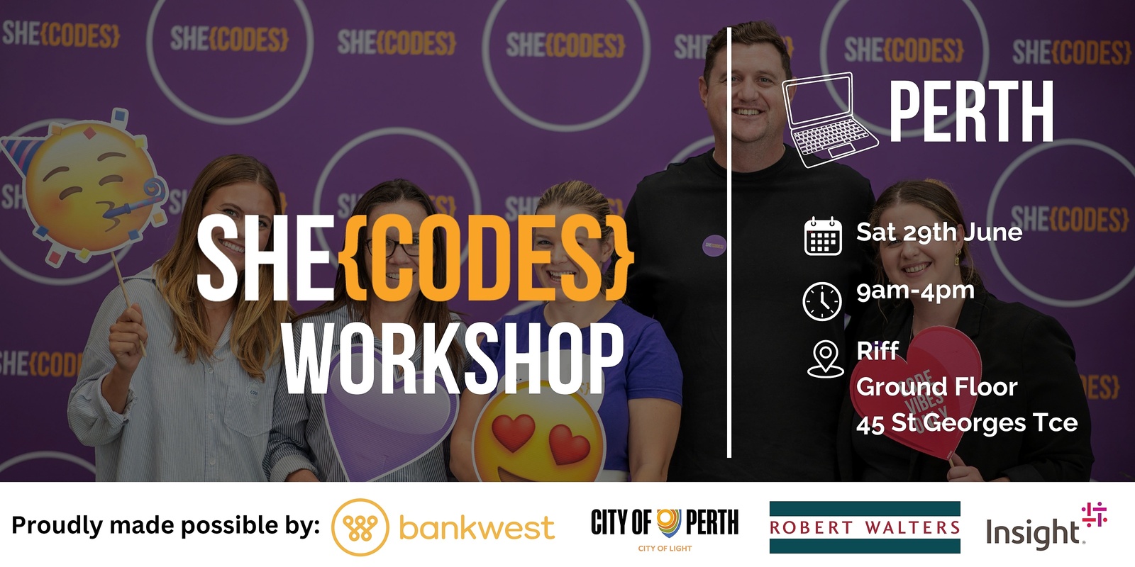 Banner image for 1 Day Workshop by She Codes Australia - Perth, June 2024