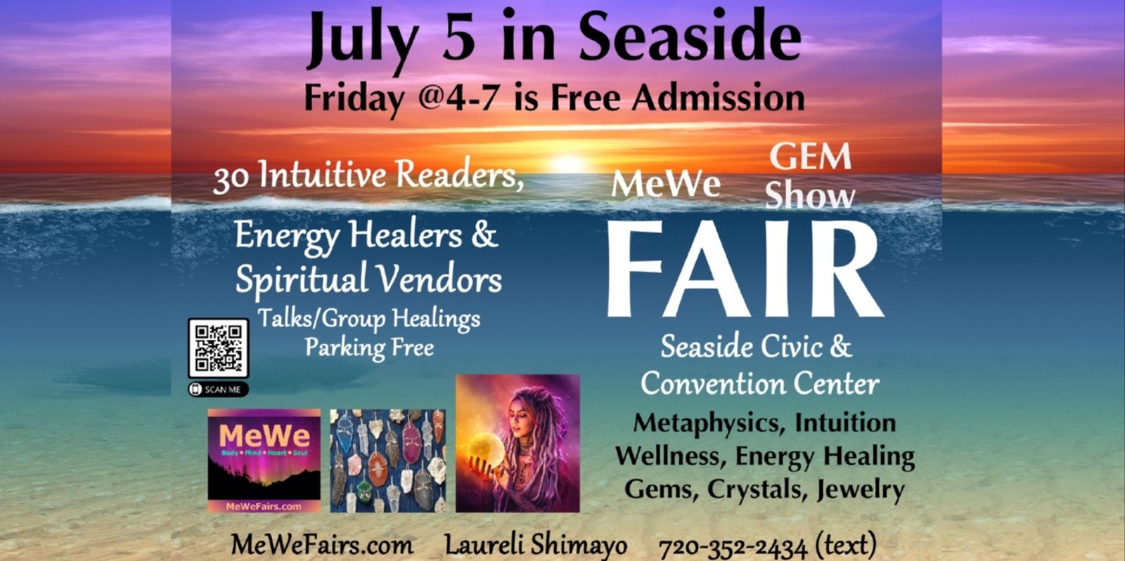 Banner image for Free Metaphysics & Wellness MeWe Fair + Gem Show in Seaside on Friday July 5