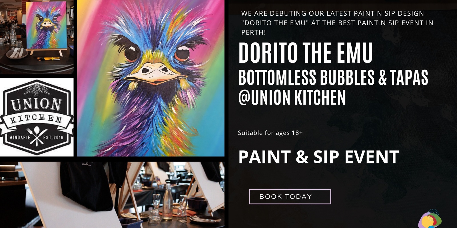 Banner image for Bottomless Bubbles & Tapas with Union Kitchen - Paint n Sip (& Graze!)