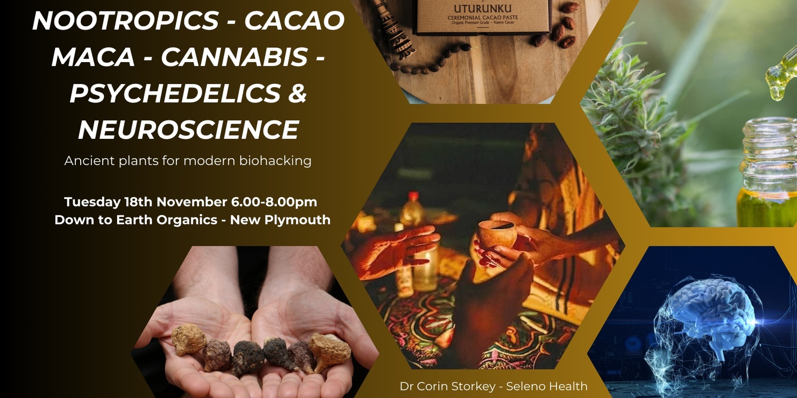 Banner image for Nootropics, cacao, maca, cannabis, psychedelics and ancient plants to help modern health - New Plymouth