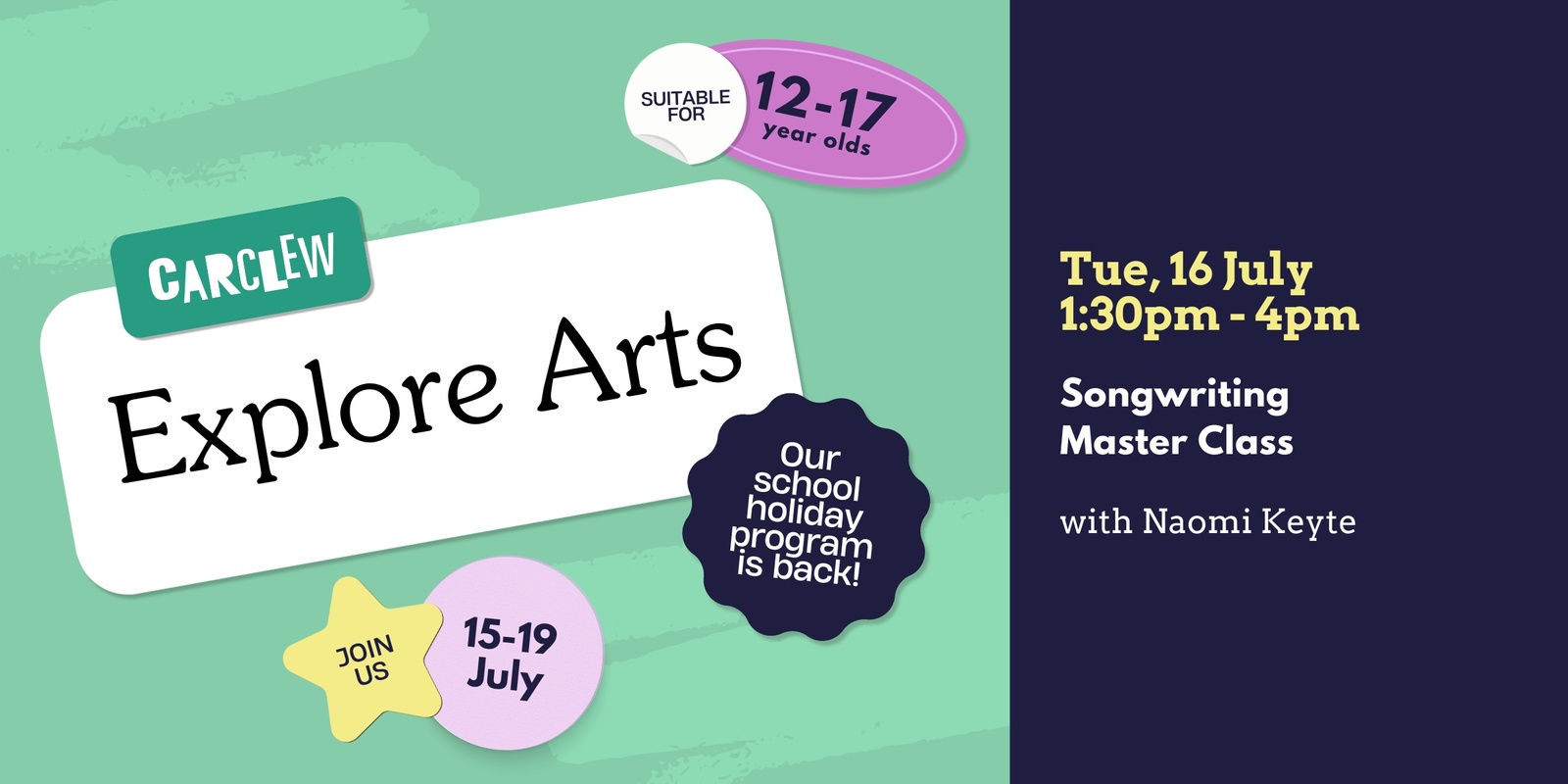 Banner image for Explore Arts: Songwriting Master Class with Naomi Keyte