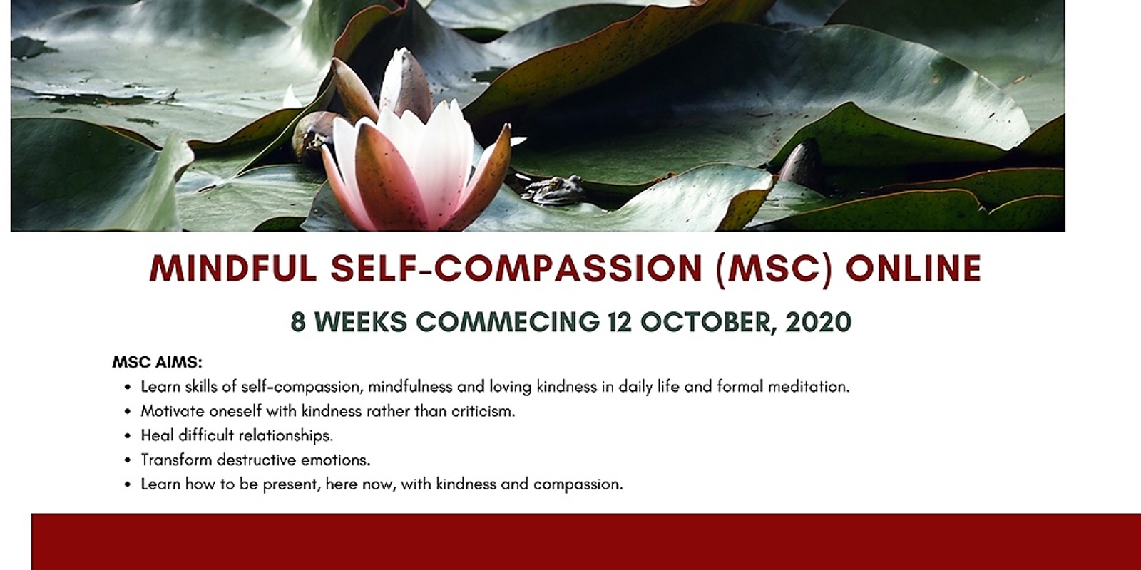 Banner image for Mindful Self-Compassion (MSC) - Online 8 Week Course