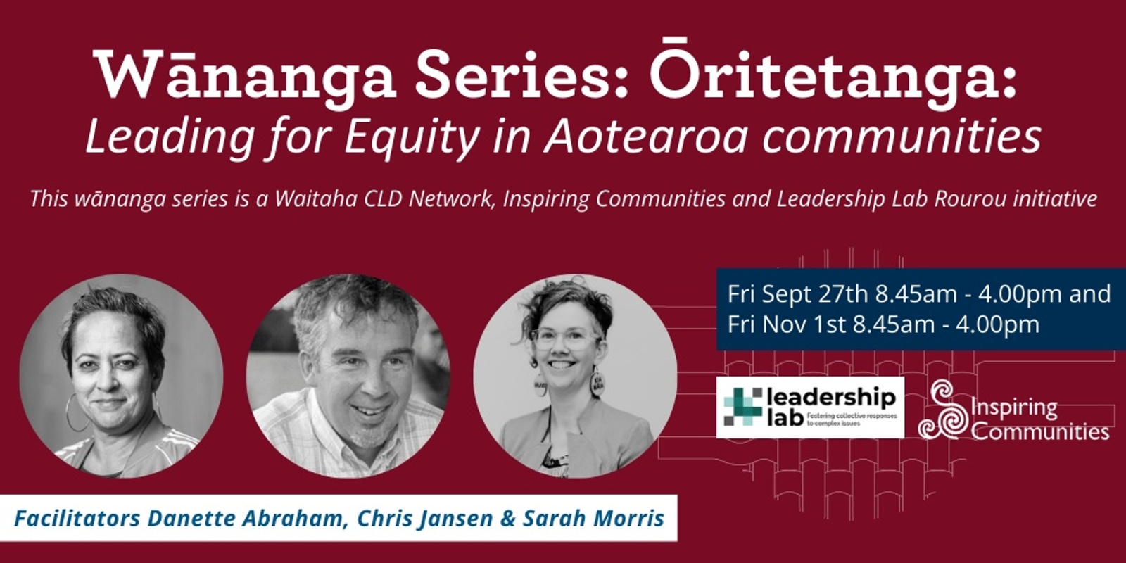 Banner image for Wānanga series:  Ōritetanga: Leading for Equity in Aotearoa communities (Waitaha)