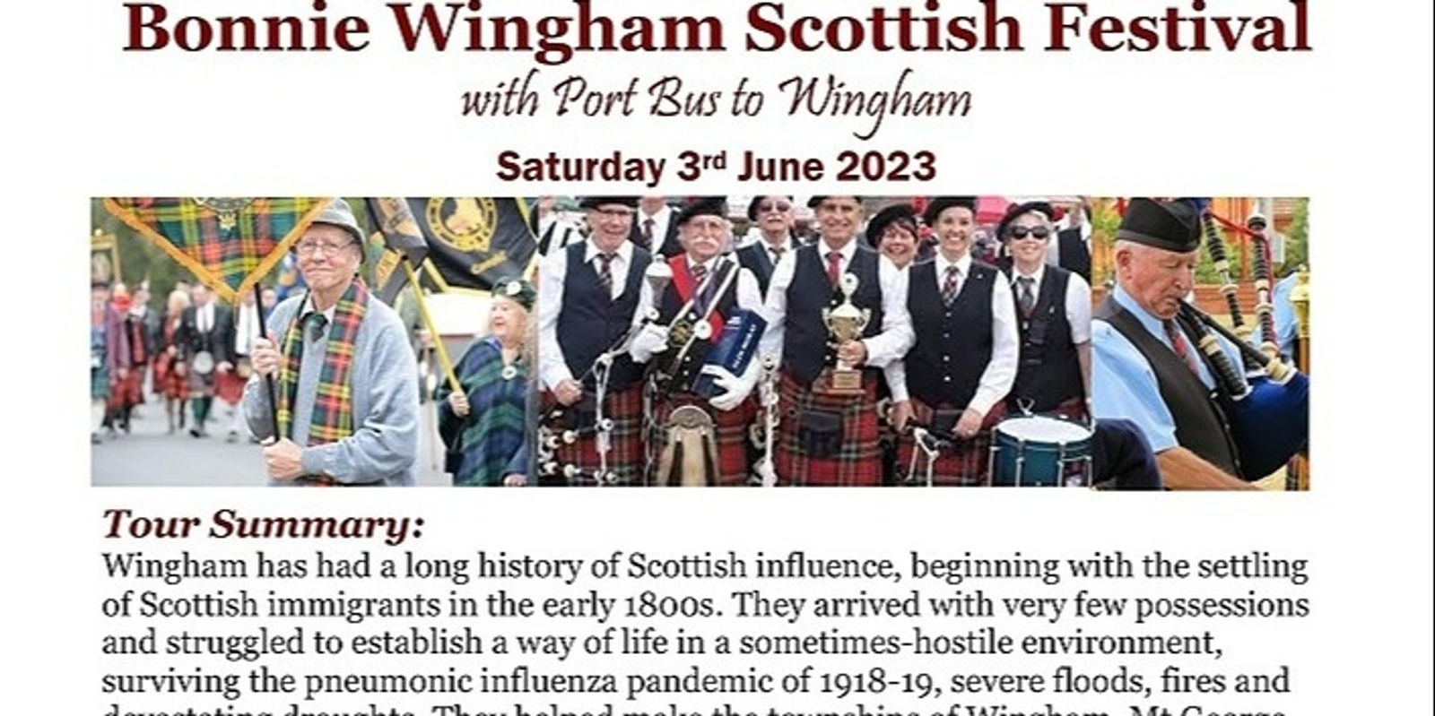 Banner image for Bonnie Wingham Scottish Festival with Port Bus