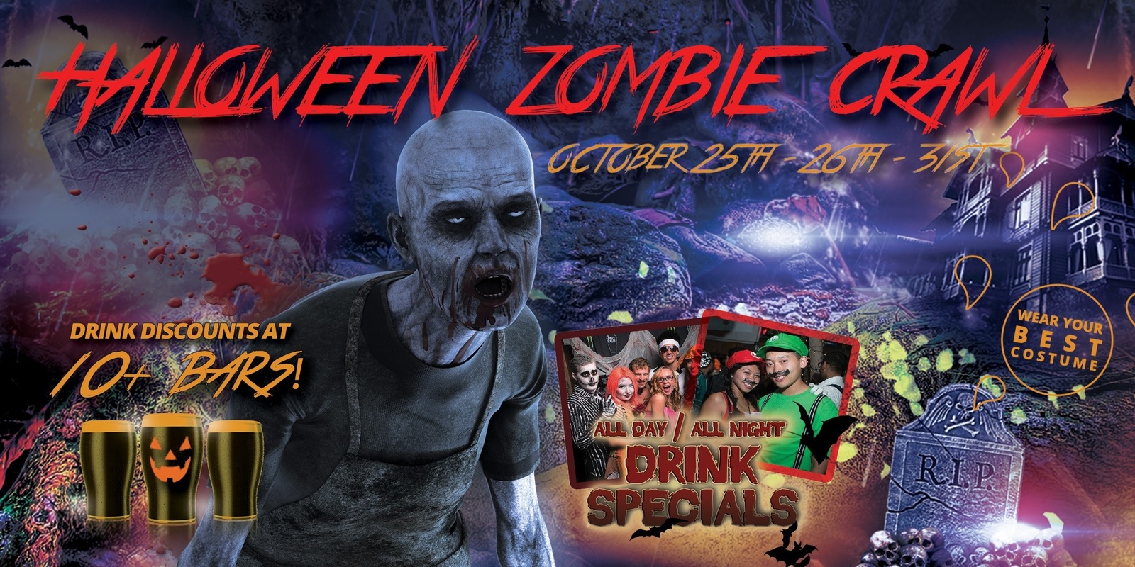 Banner image for Denver LoDo Zombie Crawl - Halloween Bar Crawls