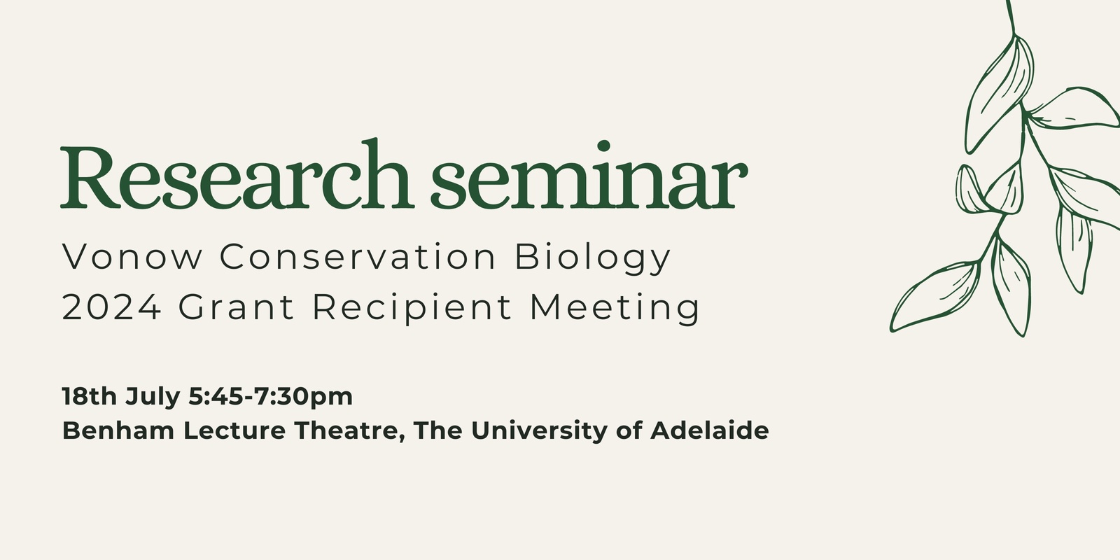 Banner image for Research seminar: Vonow Conservation Biology 2024 grant recipient meeting