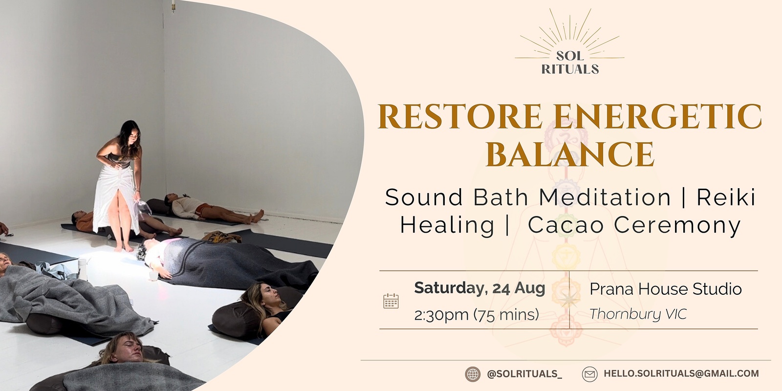 Banner image for Restore Energetic Balance: Sound Bath Meditation, Reiki & Cacao