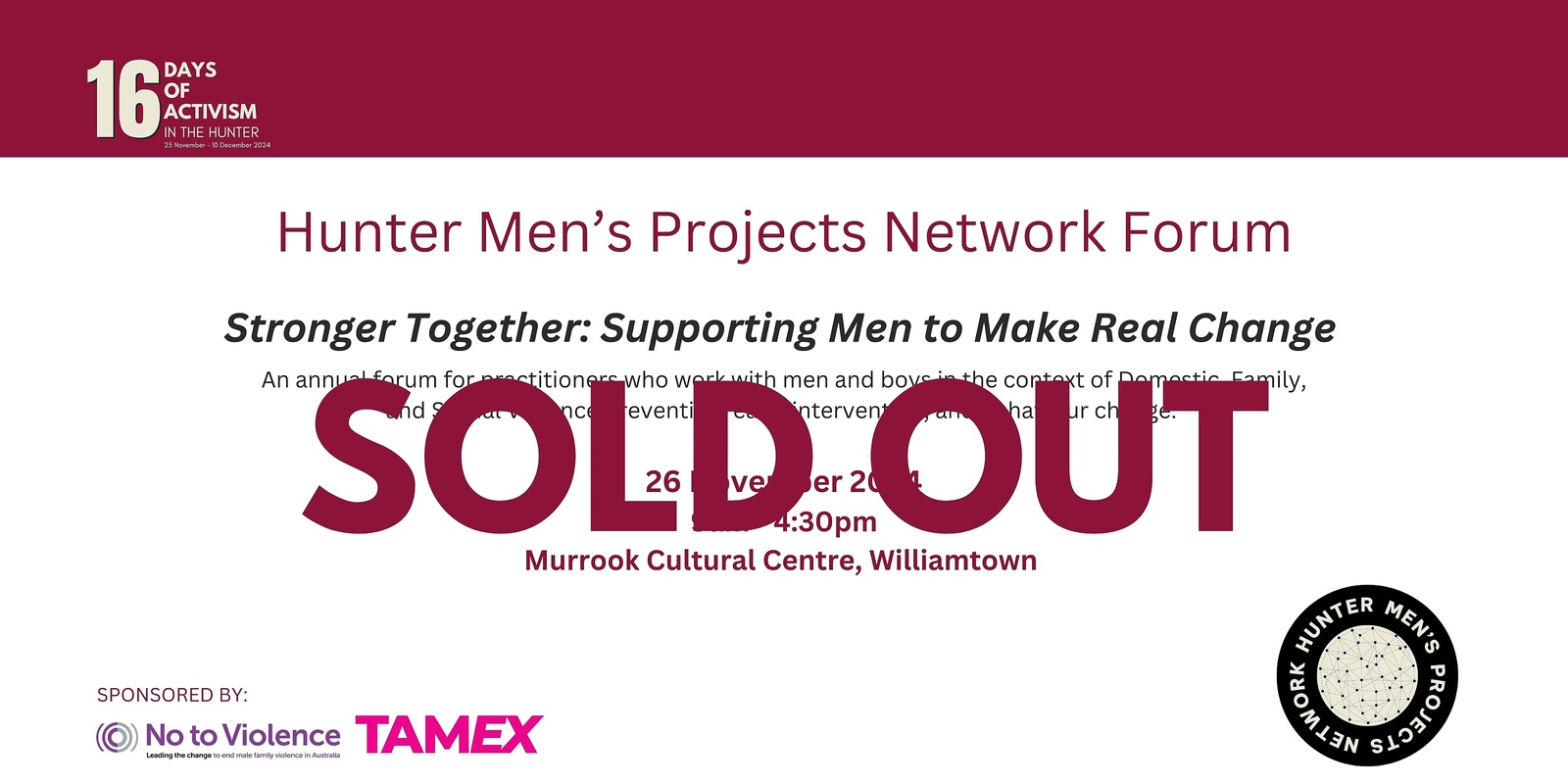 Banner image for Hunter Men's Projects Network Forum 2024