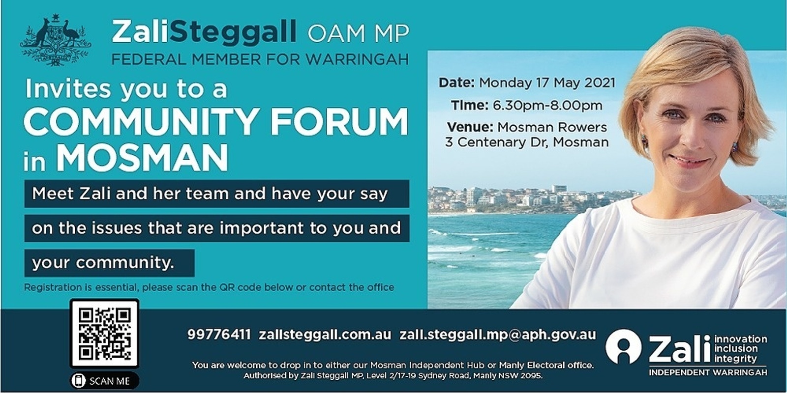 Banner image for Zali Steggall MP invites you to the Mosman Community Forum