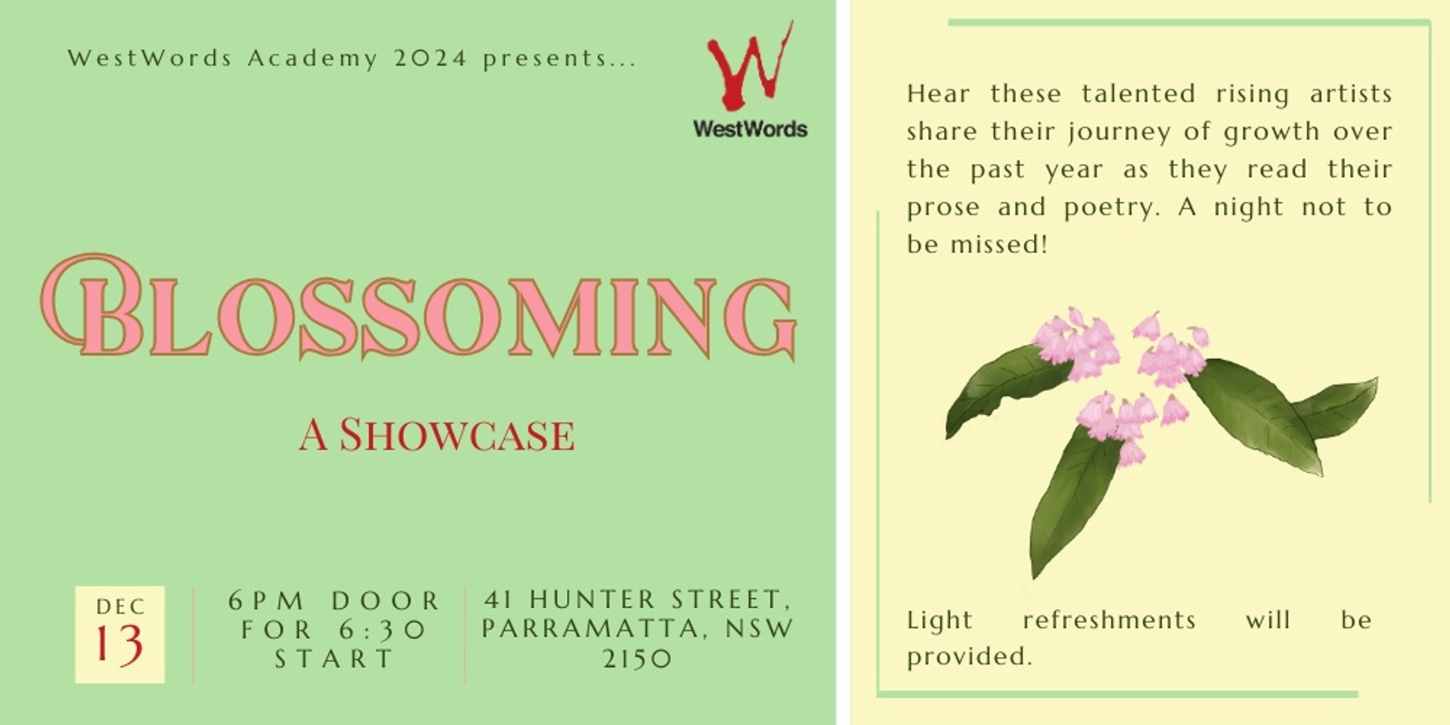 Banner image for WestWords Academy 2024 presents Blossoming: a Showcase