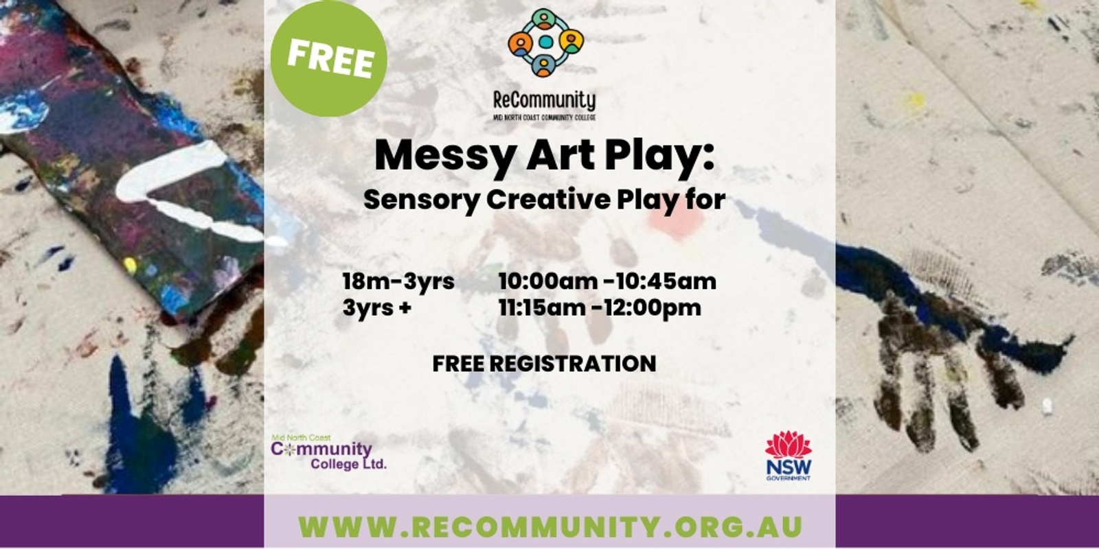 Banner image for Messy Art Play - Sensory Creative Play - Preschoolers 3+ years | KEMPSEY