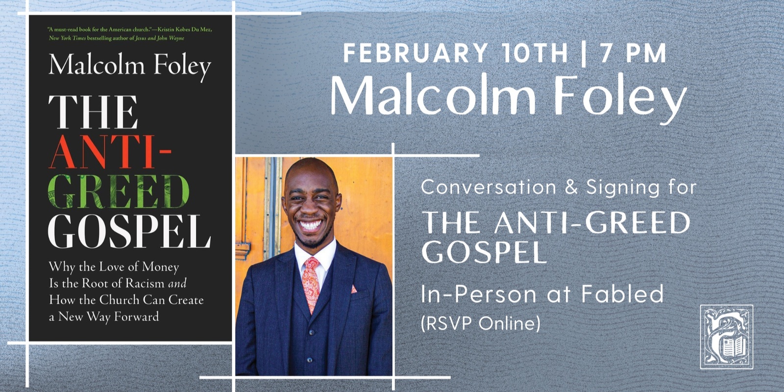 Banner image for Malcolm Foley Discusses The Anti-Greed Gospel 