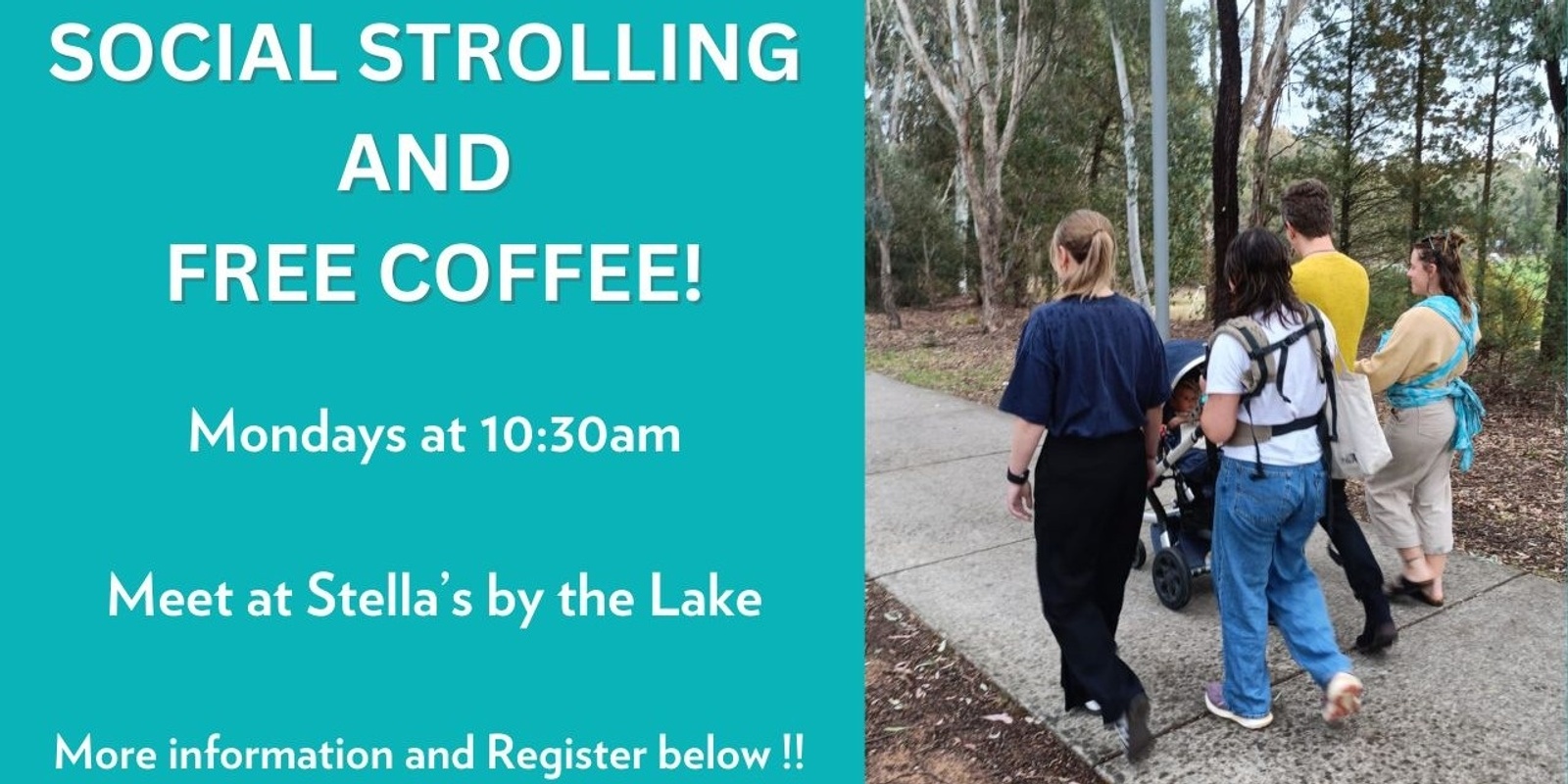 Banner image for Social Strolling and free coffee for 18 - 30 year old parents and carers