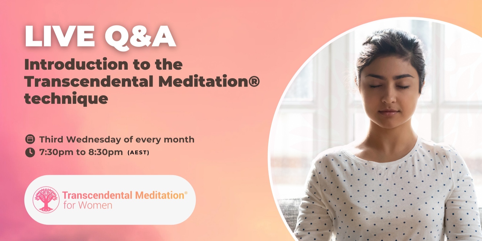 Banner image for LIVE Q&A - Introduction to the Transcendental Meditation® technique