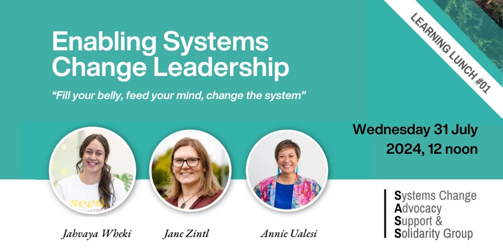 Banner image for Lunchtime Learning - Enabling Systems Change Leadership with SASS