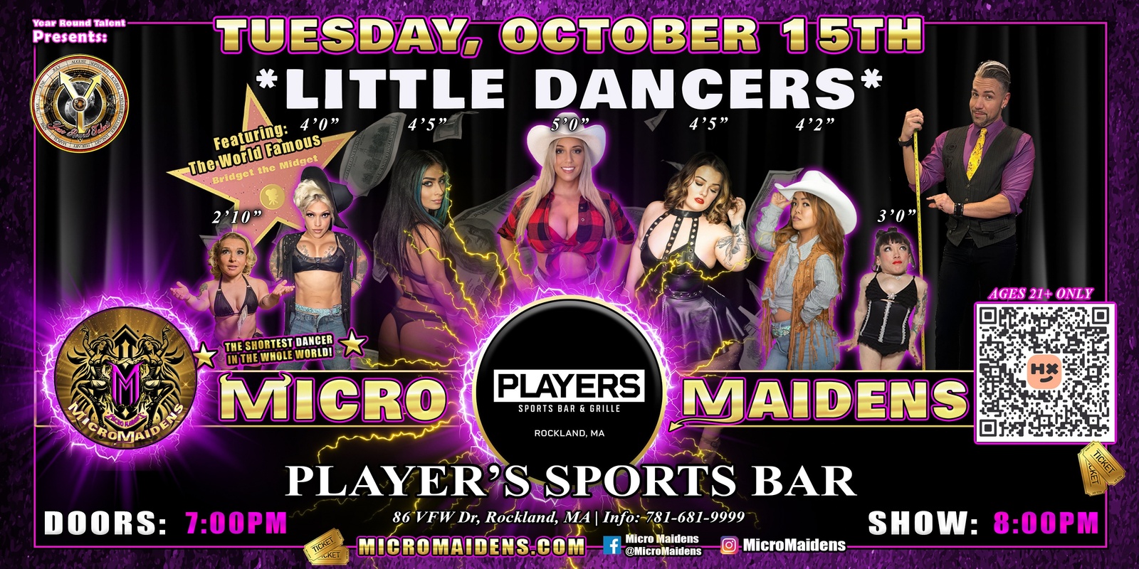 Banner image for Rockland, MA - Micro Maidens: The Show "Must Be This Tall to Ride!" @ Player's Sports Bar