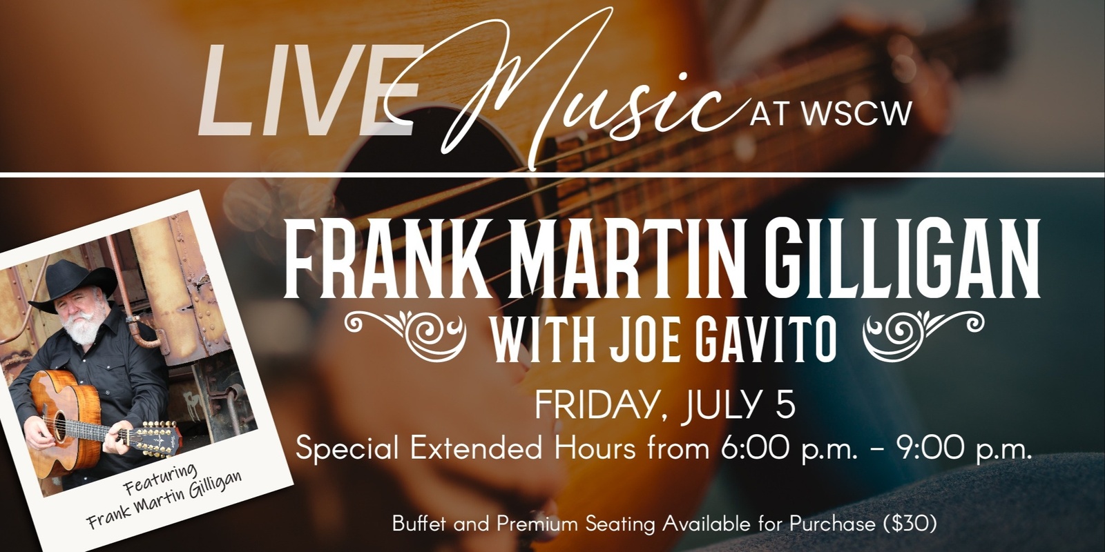 Banner image for Special Music Event: Frank Martin Gilligan with Joe Gavito July 5