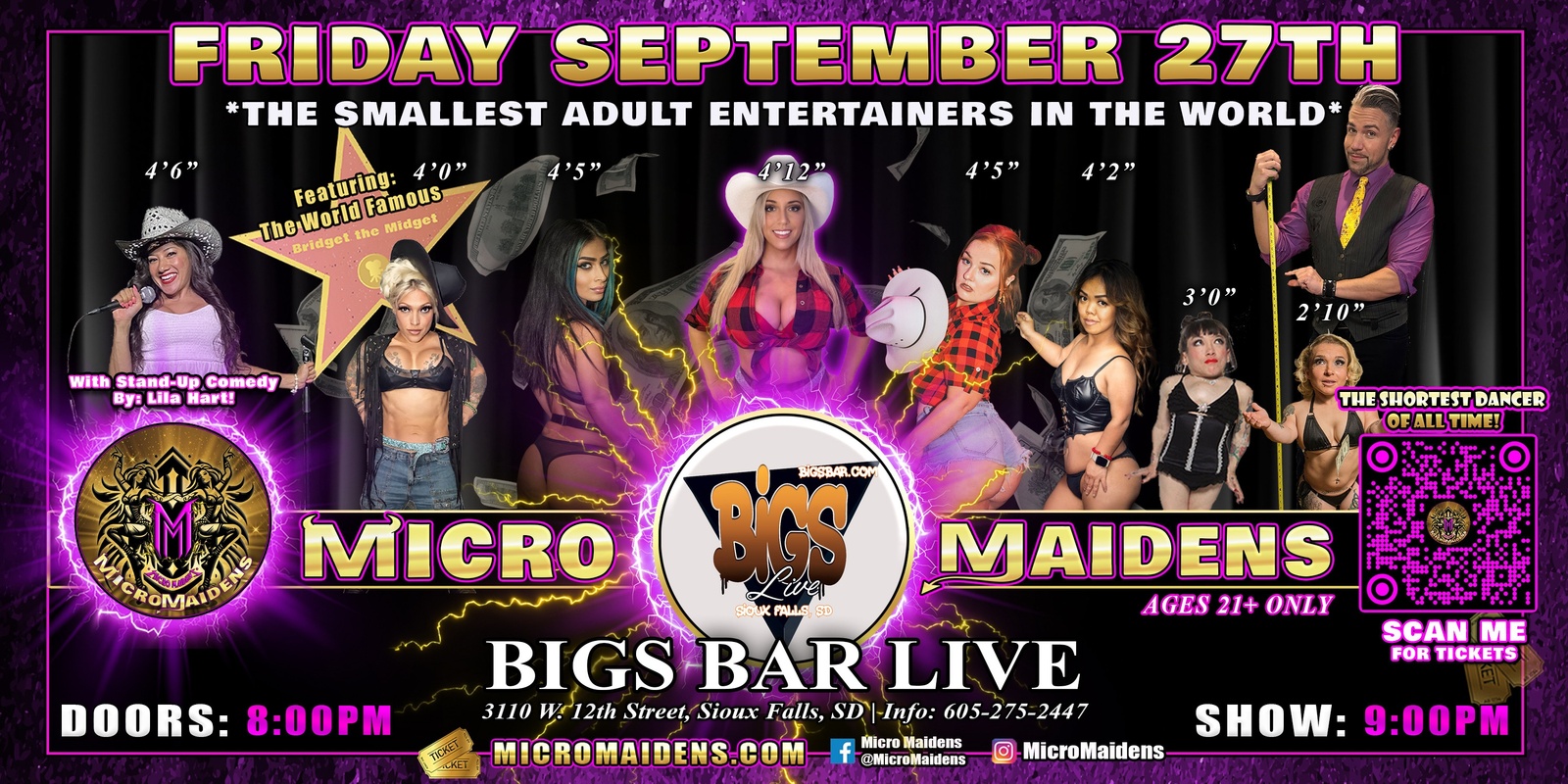 Banner image for Sioux Falls, SD - Micro Maidens: Little Dancers @ Bigs Bar Live! "Must Be This Tall to Ride!"