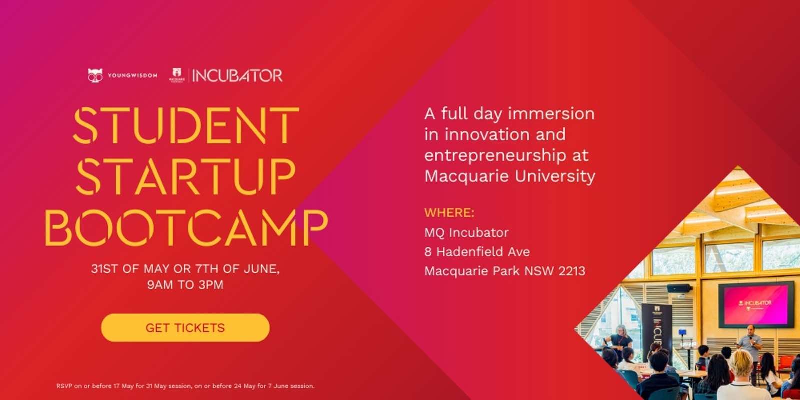Banner image for MQ Incubator & Young Wisdom Student Startup Bootcamp Term 2 2024