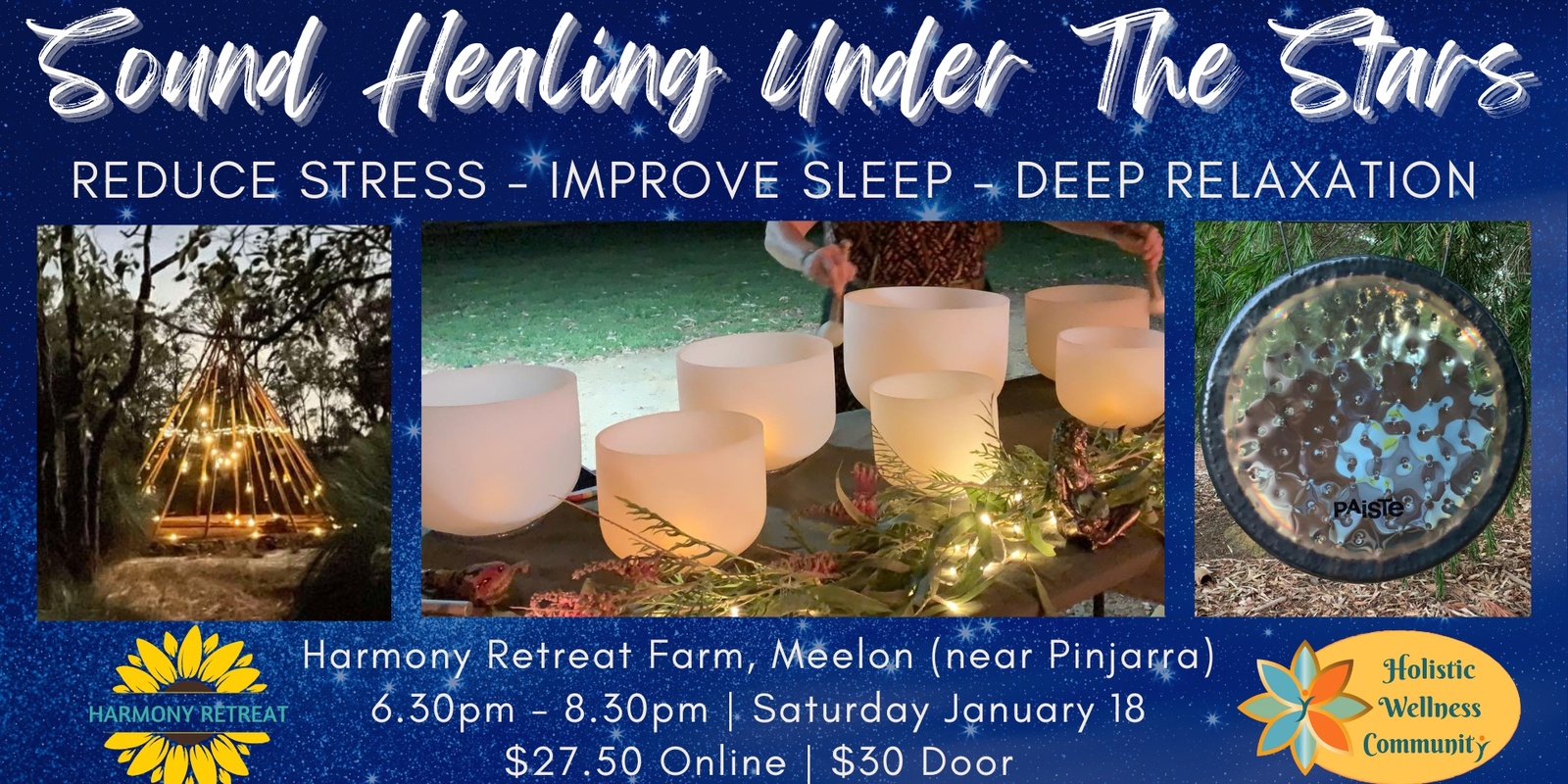 Banner image for Sound Healing Under the Stars at Harmony Retreat