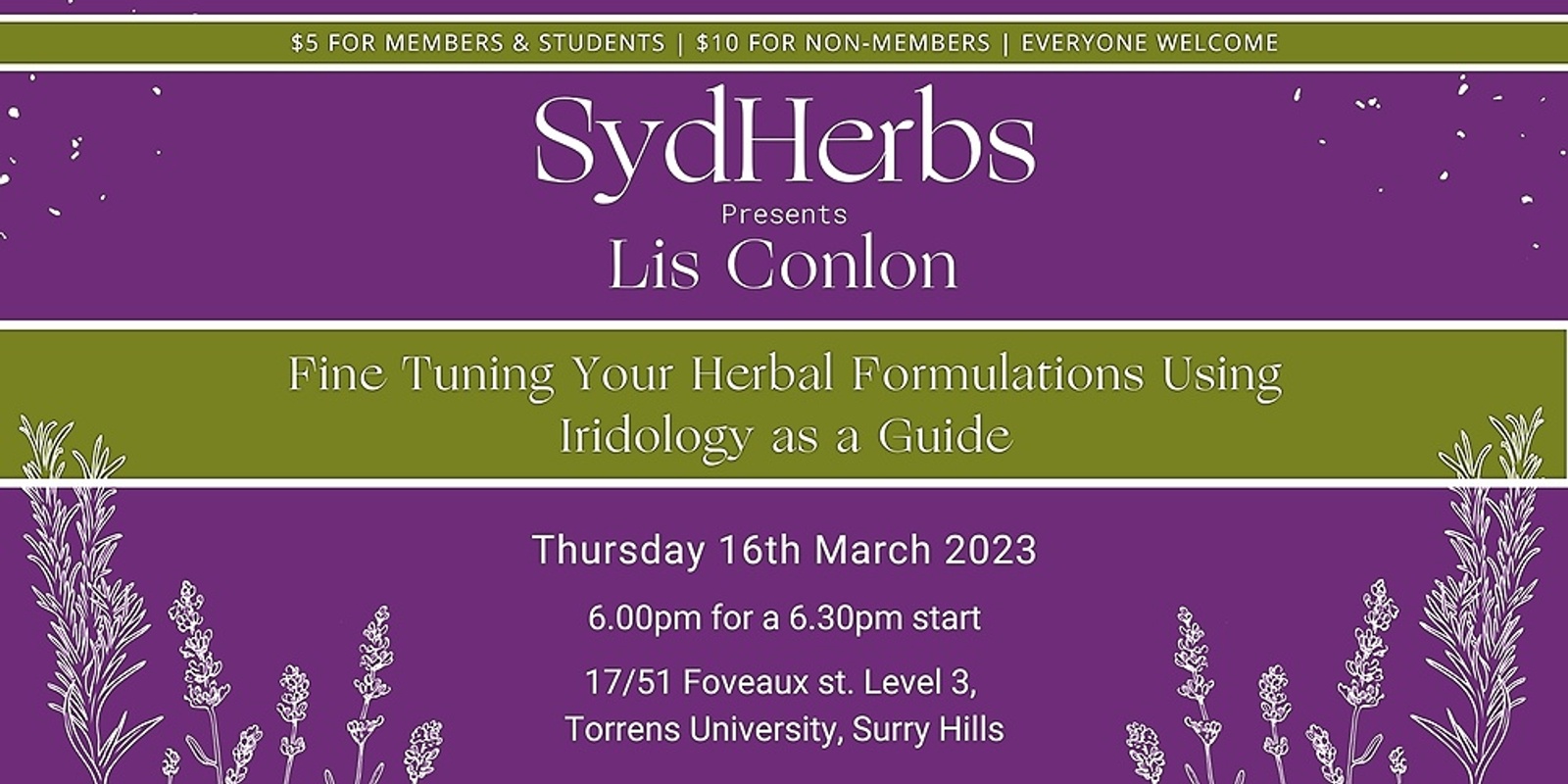 Banner image for SydHerbs Presents Lis Conlon - Fine Tuning Your Herbal Formulations Using Iridology