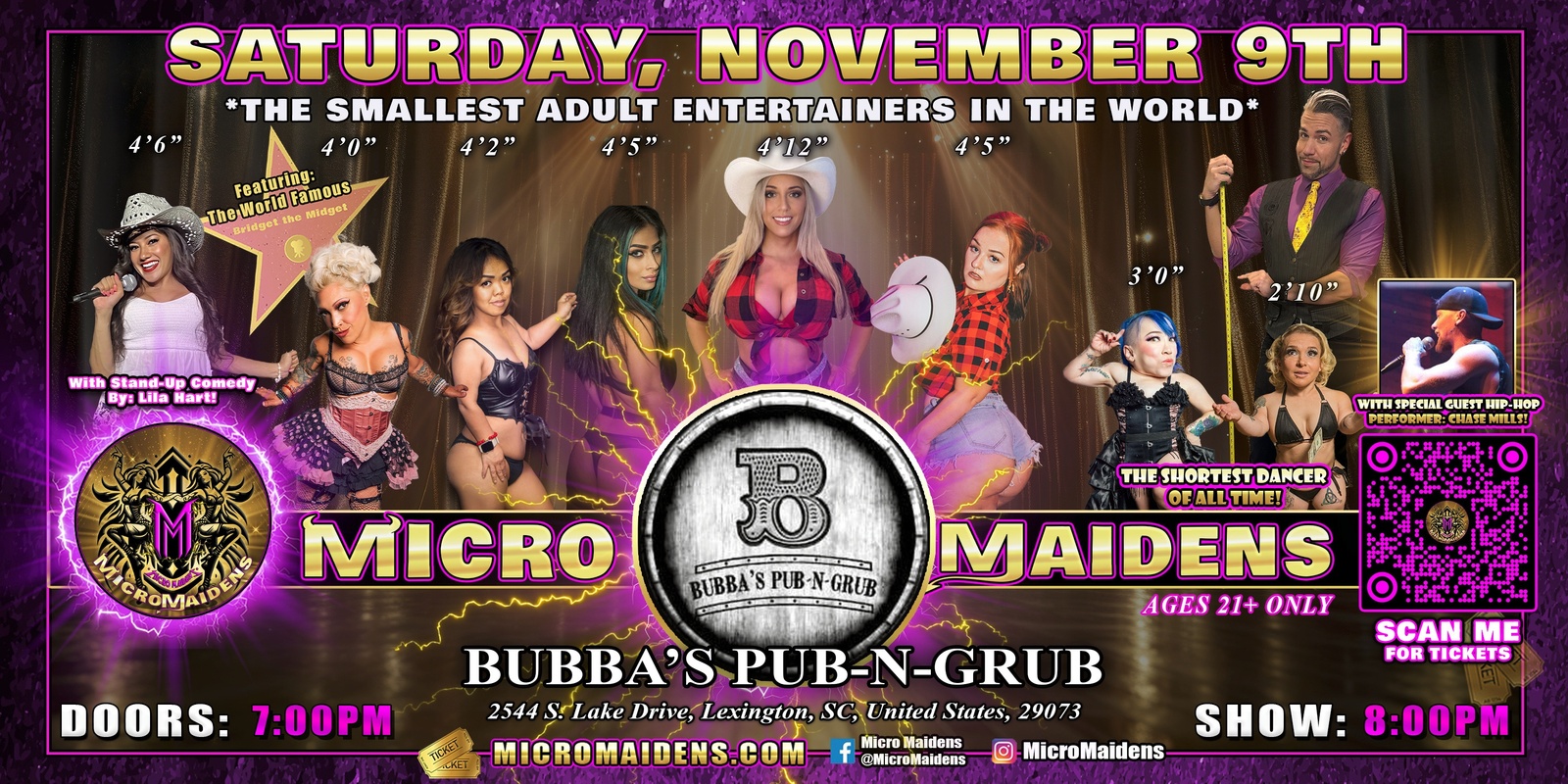 Banner image for Lexington, SC - Micro Maidens: Dwarf Dancers @ Bubba's Pub-N-Grub! "The Only Micro Revue in the Whole World!"