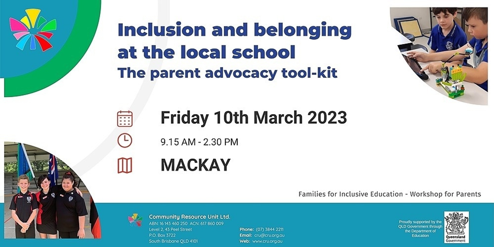 Banner image for MACKAY: "Inclusion and belonging at the local school:  The parent advocacy tool-kit" - 10 March